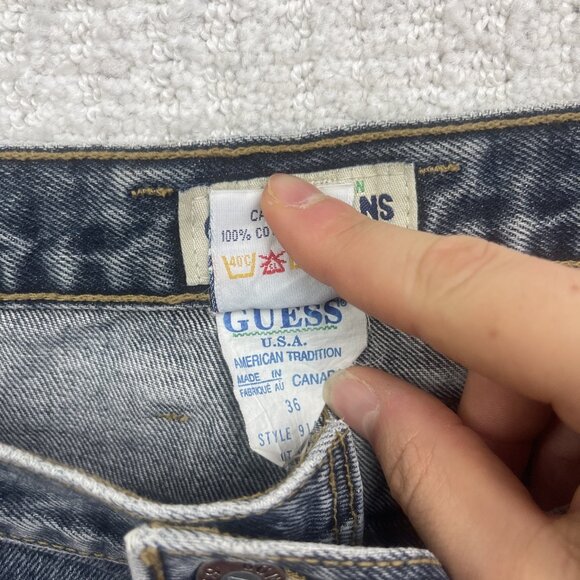 Vintage Guess Jeans USA Shorts Sz 36 Baggy Wide Leg Canada Made Skater Retro - Picture 4 of 12